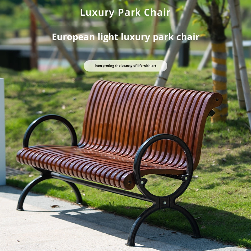Modern Solid Wood & Wrought Ir - Outdoor Furniture Bench ulasan dan harga