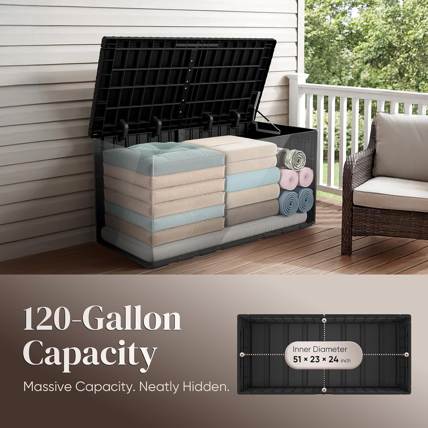 120 Gallon Resin Deck Box, Wea - Outdoor Furniture Heavy ulasan dan harga