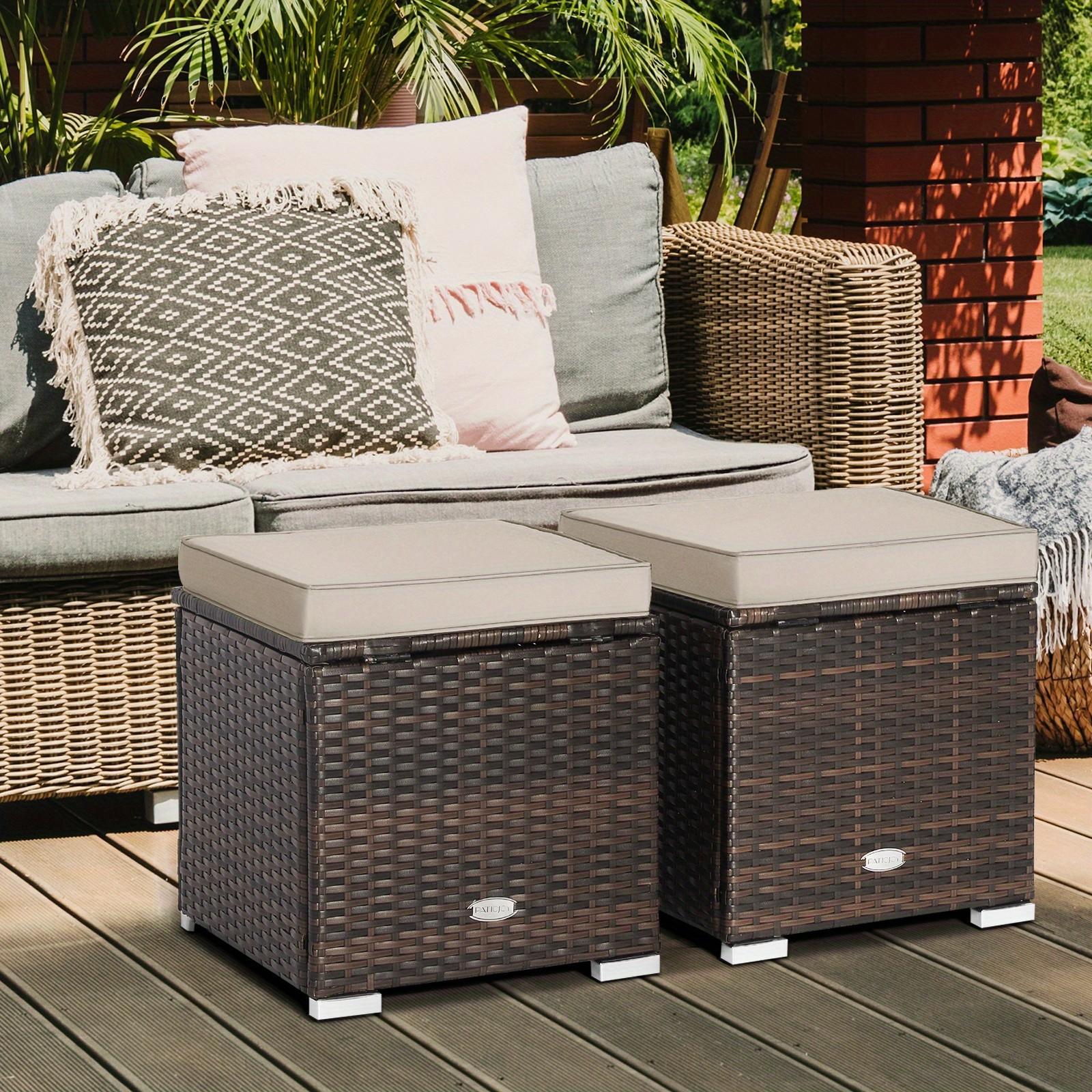 Set Of 2 Outdoor Wicker Storag - Outdoor Furniture With Storage For Cushions ulasan dan harga