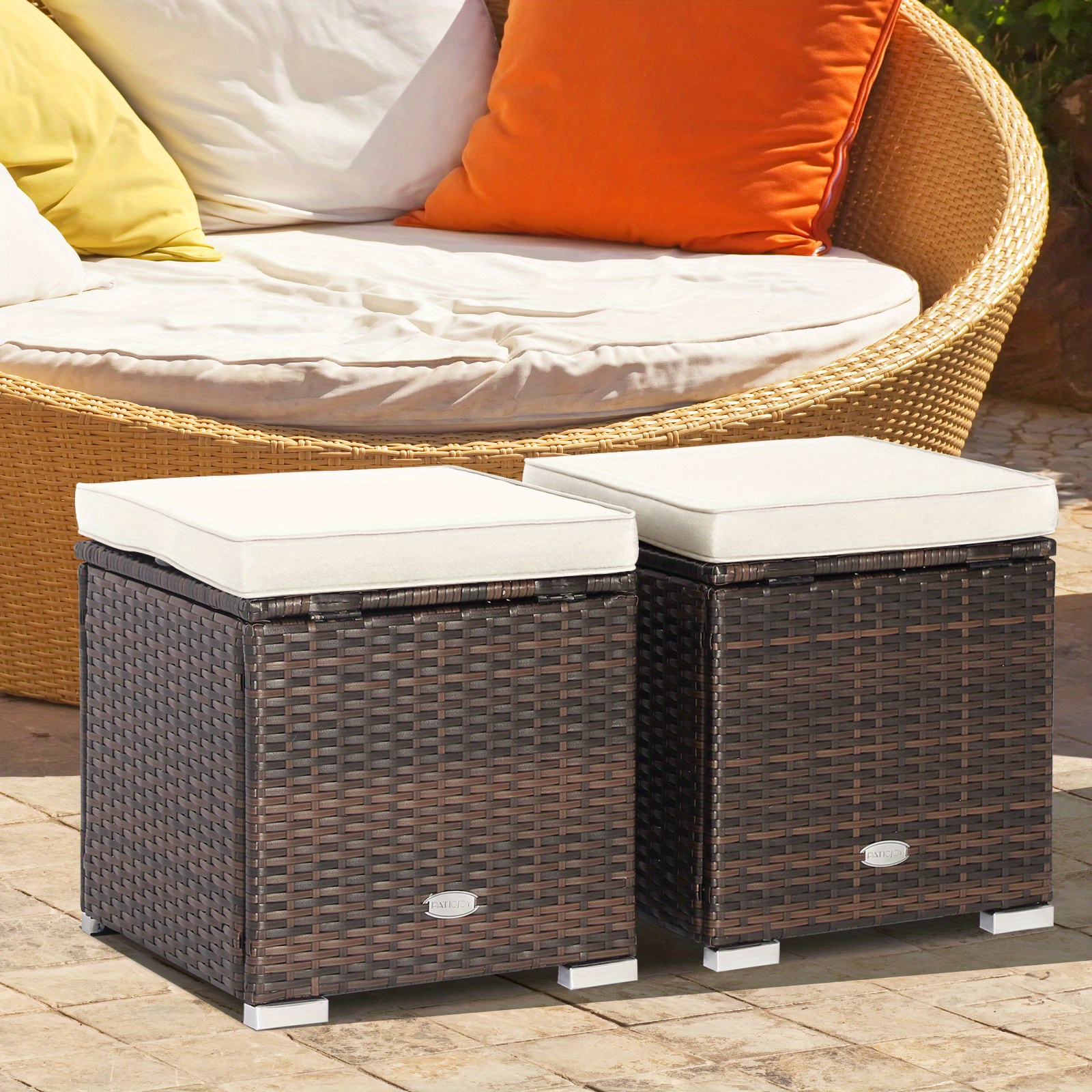 Set Of 2 Outdoor Wicker Storag - Outdoor Furniture With Storage For Cushions ulasan dan harga