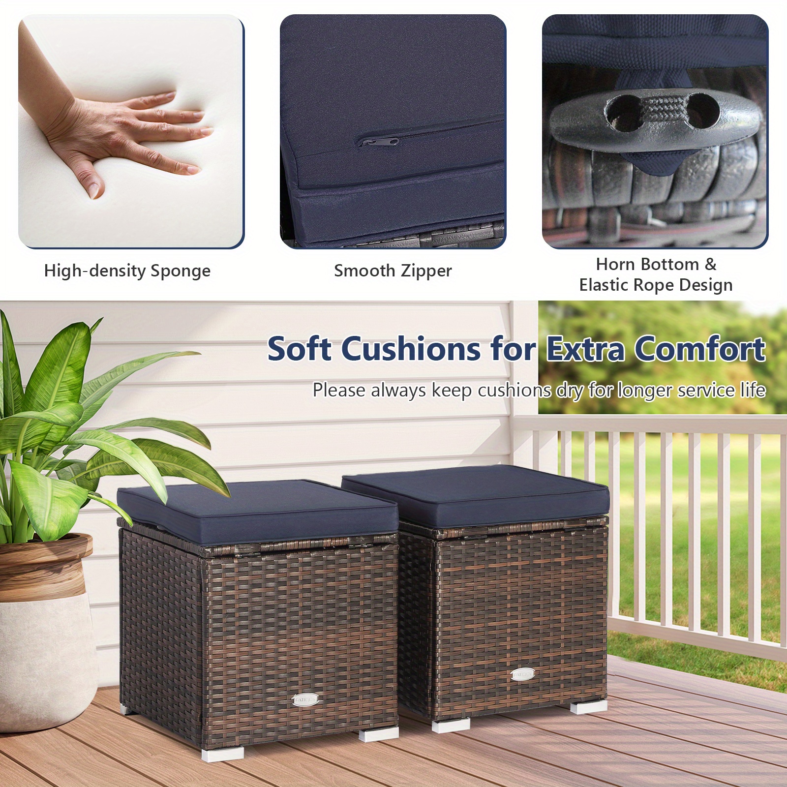 Set Of 2 Outdoor Wicker Storag - Outdoor Furniture With Storage For Cushions ulasan dan harga