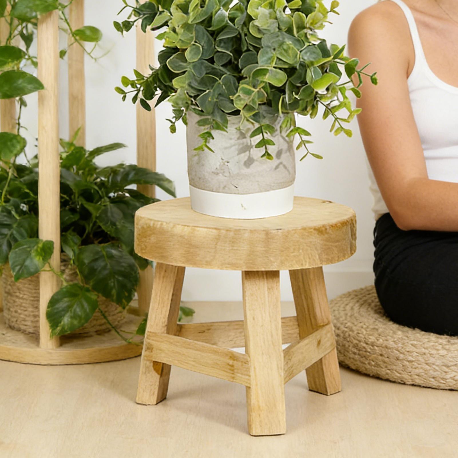 Round Plant Stool Wooden Small - Outdoor Furniture Small ulasan dan harga