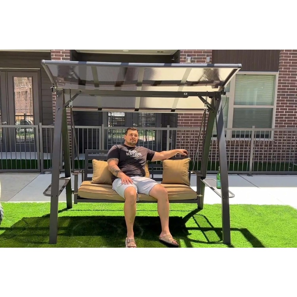 2-Seat Outdoor Swing with Adju - Outdoor Furniture Bench ulasan dan harga