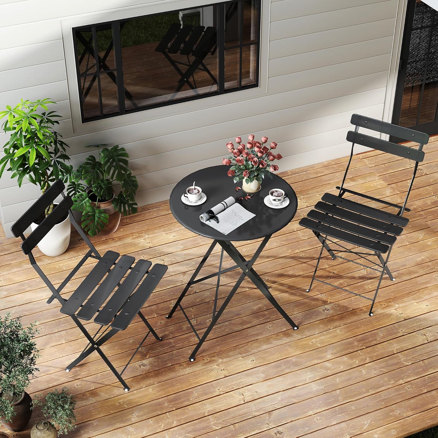 Space-saving black 3-piece fol - Outdoor Furniture Small ulasan dan harga