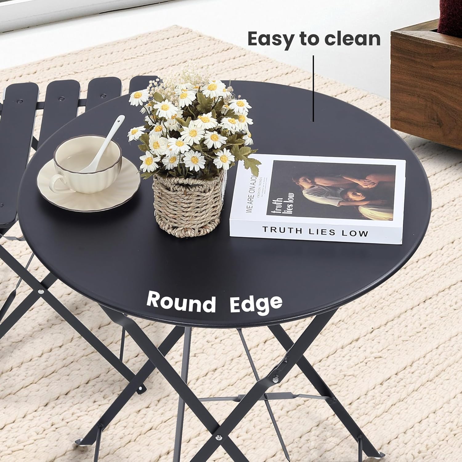 Space-saving black 3-piece fol - Outdoor Furniture Small ulasan dan harga
