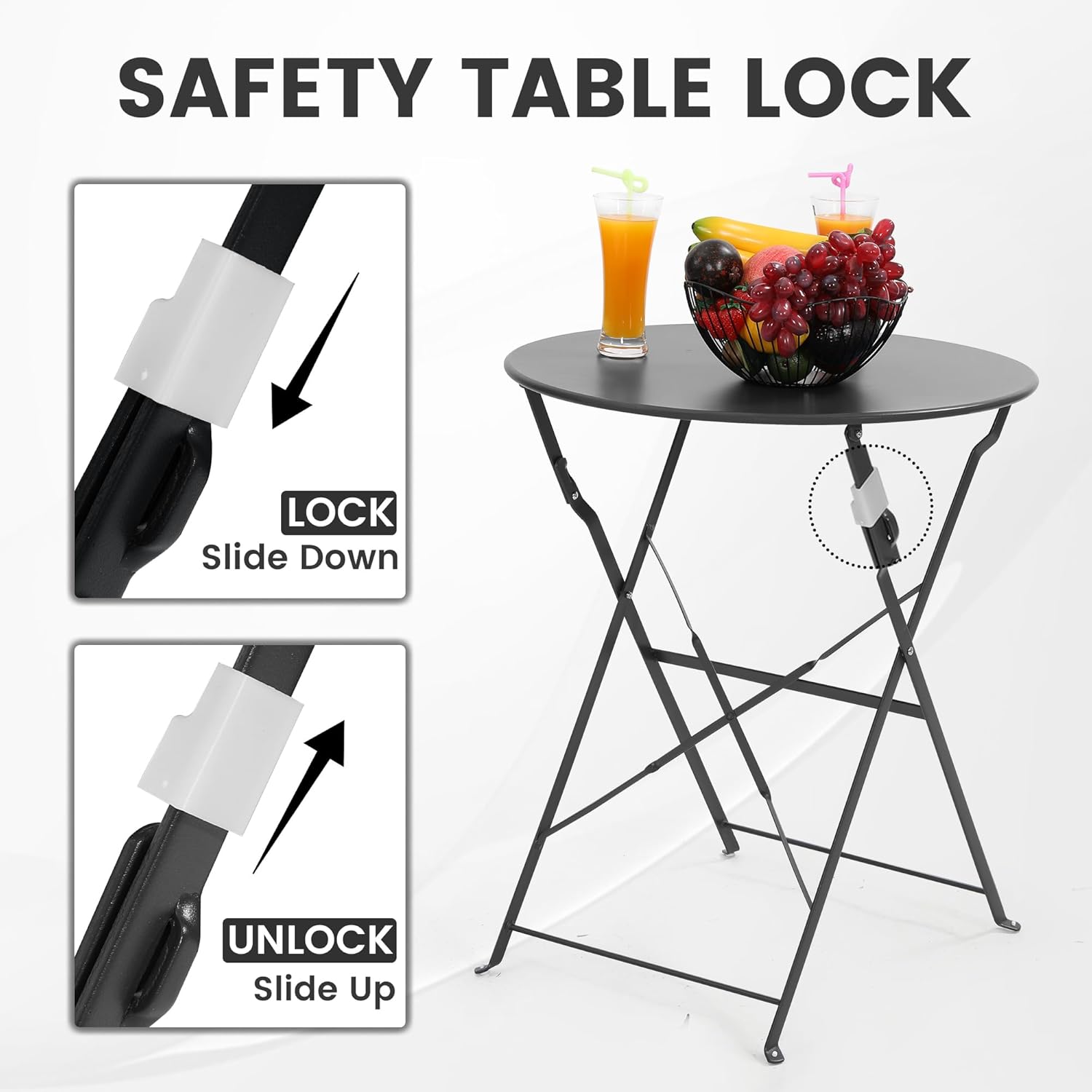 Space-saving black 3-piece fol - Outdoor Furniture Small ulasan dan harga